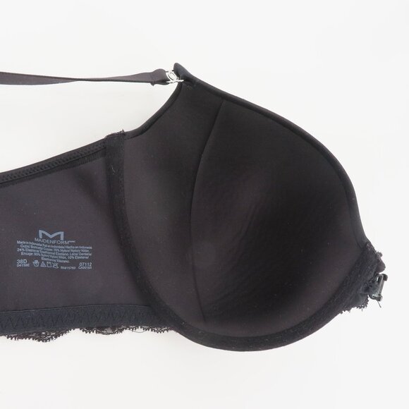 Maidenform 38D Bra 07112 One Fab Fit Everyday Full Coverage Racerback Black Lace - Picture 8 of 11
